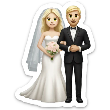 Realistic Wedding couple both with blond hair and both with fair Skin  sticker
