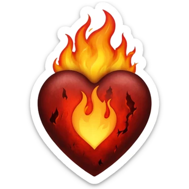 Black heart on fire  sticker