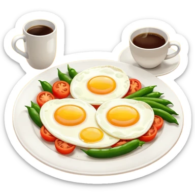 eggs with veggies and coffee  sticker