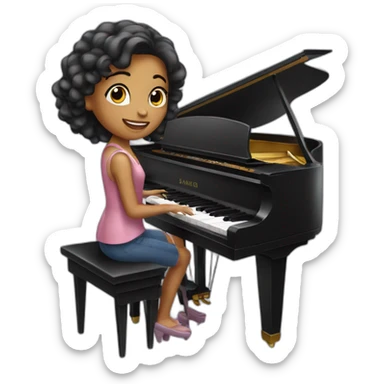pianist girl with piano sticker