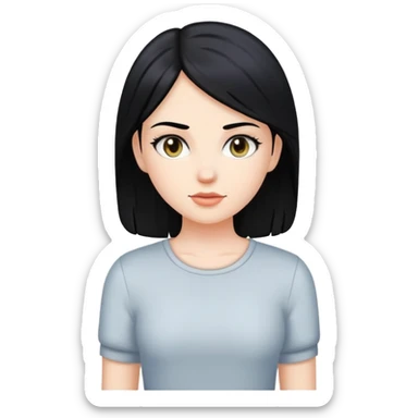 White girl with black hair standing  sticker