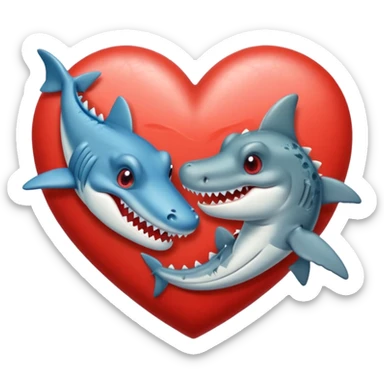 A cute crocodile and a cure shark in a heart sticker