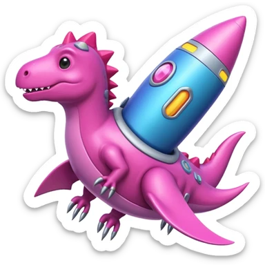 pink Dinosaurs with Rocket sticker