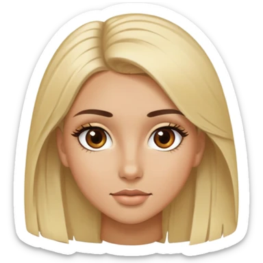 Soft Blonde ,  tan skin, brown eyes, brown eyebrows, beautiful eyelashes sticker