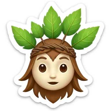 woodland spirit shaking head with leaf cross symbol sticker