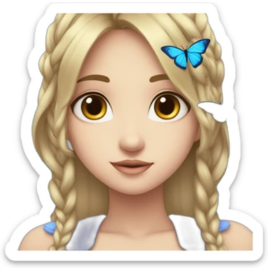 Un. Una mariposa con alas azules y hermosa aparición de anime. sticker