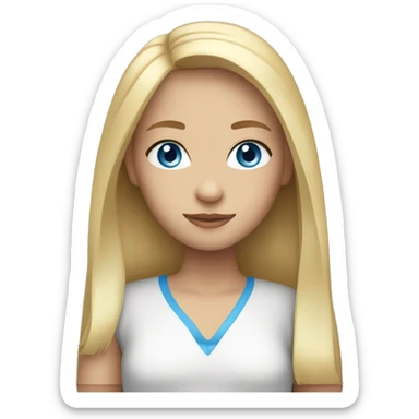 girl with blond straight hair and blue eyes sticker