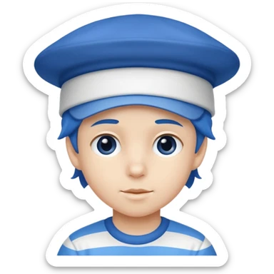 kid with blue and white hat sticker
