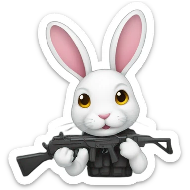 Rabit wearing guns  sticker