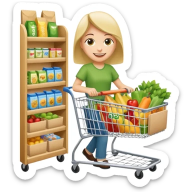 Shopping at Dollar Tree store with a cart sticker