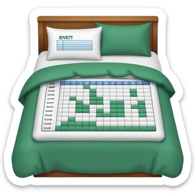 duvet with excel spreadsheet sticker