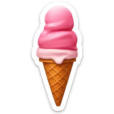 Ice cream cone with two scoops of strawberry ice cream sticker