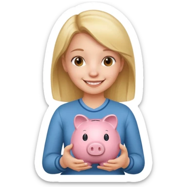 girl holding piggy sticker