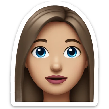 Girl with brown hair and blue eyes and pink lips sticker