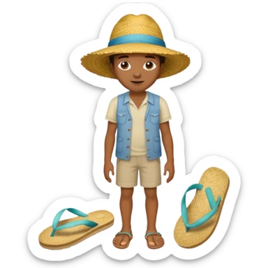 Créole réunionnais chapeau paille tong au pieds  sticker