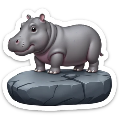 hippo on rock sticker