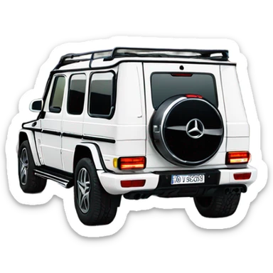 White Mercedes gwagon back sticker