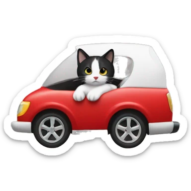 black and white cat in a red car sticker