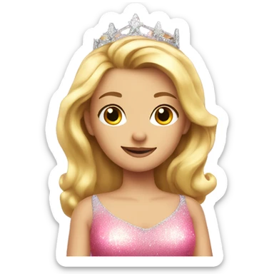 Blonde princess in pink sparkle dress  sticker
