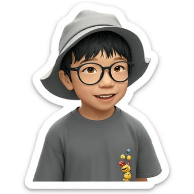 happy boy in outdoor hat sticker