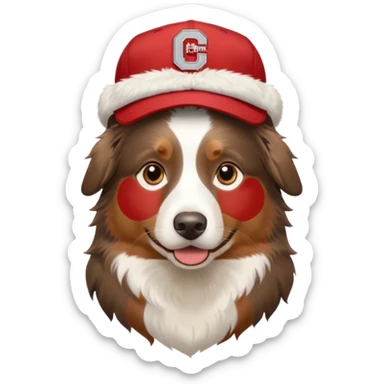 Australian Sheppard with Ohio state hat sticker