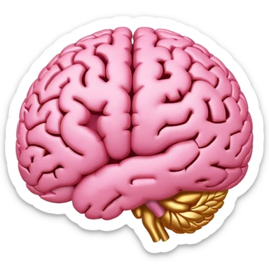 A pink brain with elegant golden details and accents. In the center of the brain type "1 EU" sticker