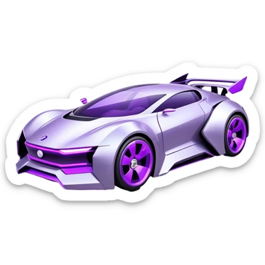 futuristic silver and purple cyberpunk car sticker