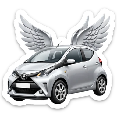 Toyota Aygo Silver with Wings and Halo sticker