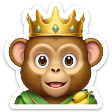 monkey with banana and wearing crown sticker