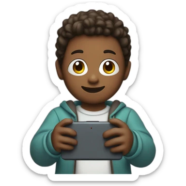 a boy with a Nintendo ds in his hands sticker