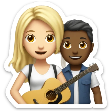 a blonde girl maned miya is singing with her music teacher  sticker