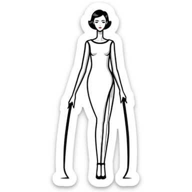 A tall elegant woman with extremely long limbs and geometric angular face structure sticker