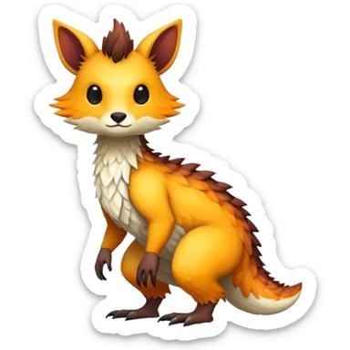warm-colored Vernid-Trico-Fionbri-creature (full body) sticker