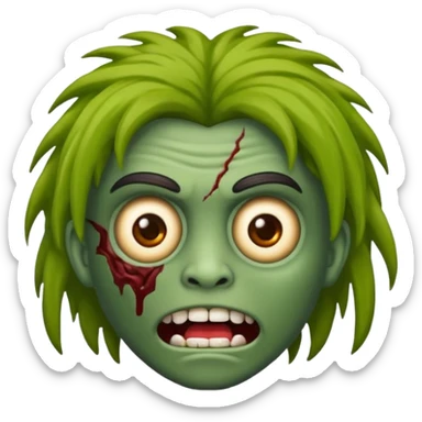 emoji de iphone de zumbi com o cabelo do james cook da serie skins sticker