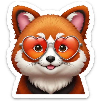 red Panda with heart glasses sticker