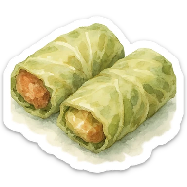 watercolor style cabbage rolls sticker