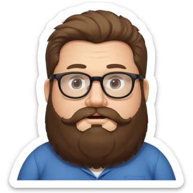 Tall chubby guy with big fluffy beard glasses and slightly long hair sticker