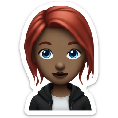 Goth girl with red hair and blue eyes sticker