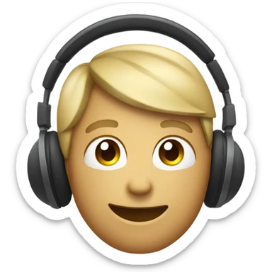 default apple smile emoji with headphones  sticker