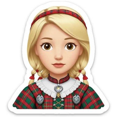 blonde woman wearing scottish traditional clothes sticker