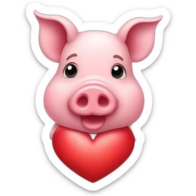 pig with heart sticker