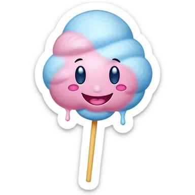 a cotton candy with a smiley face sticker