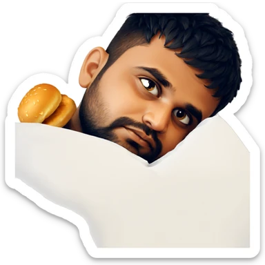 bearded boy enjoying food sticker