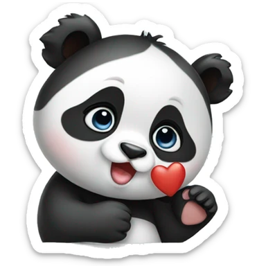 Baby panda giving a kiss sticker