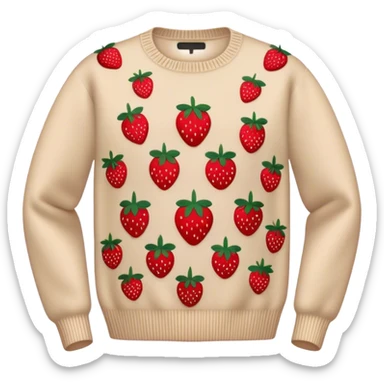 beige sweater embroidered with strawberries sticker