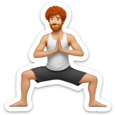 Guy doing yoga with curly short red hair sticker