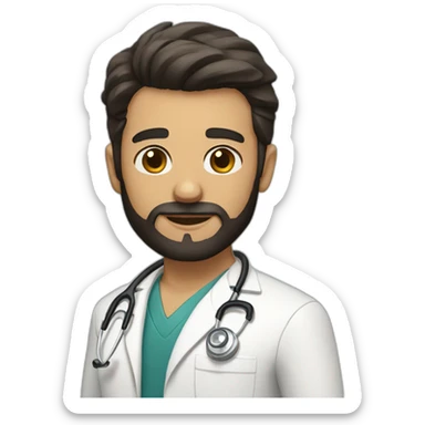 white doctor brown beard and short black hair on the head sticker