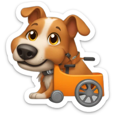 dog in orange wheelchair sticker