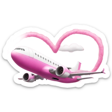 Pink plane drawing heart trail in sky sticker