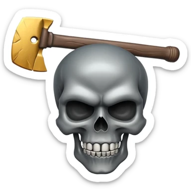 3D skull split down the middle by an axe, dark phonk vibe, aggressive attitude sticker